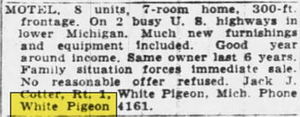 Little Country Inn (White Pigeon Motel) - Aug 1952 Maybe Another Ad For This Place (newer photo)